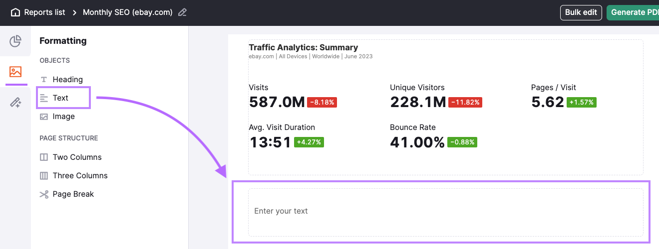 Drag and drop text box highlighted