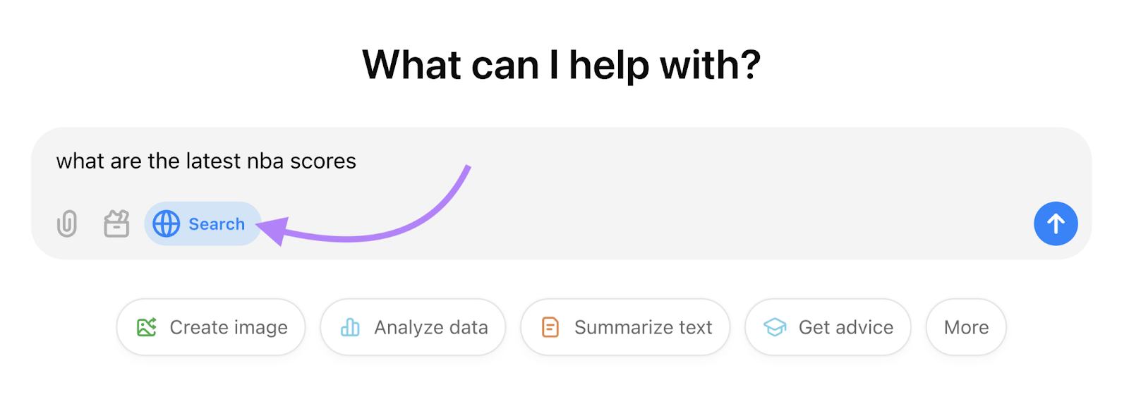 Search the web button is highlighted in the ChatGPT search bar.