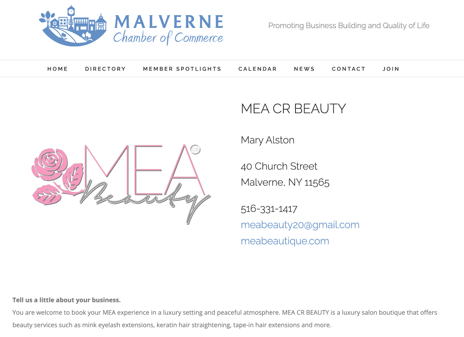 Local chamber of commerce site includes a business directory complete with NAP information.