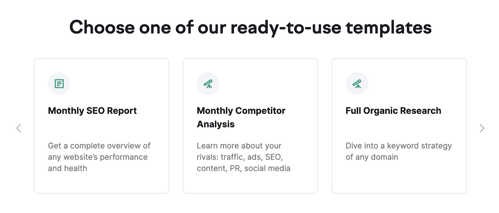 Ready to use templates in My Reports dashboard