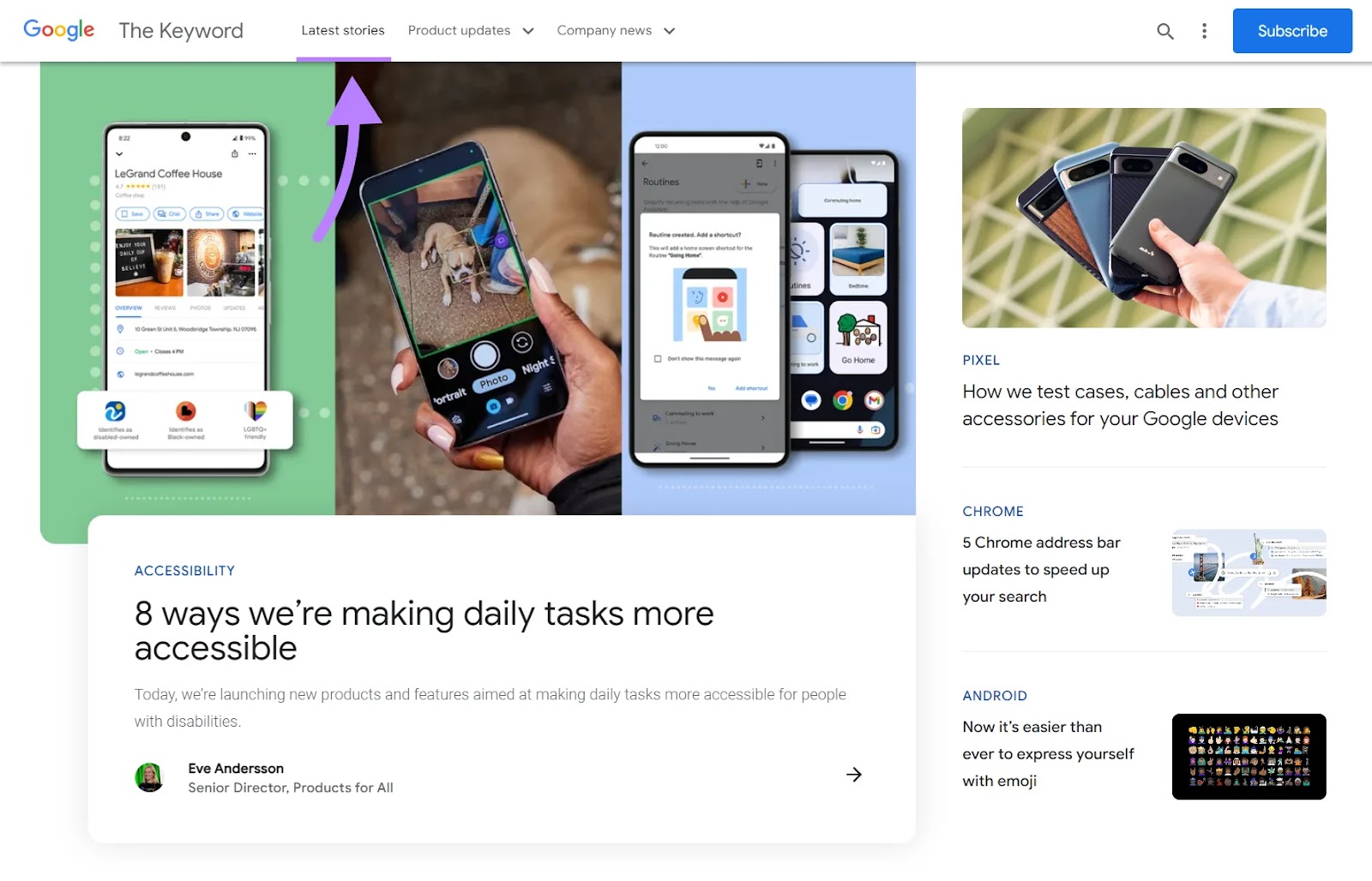 “Latest Stories” tab