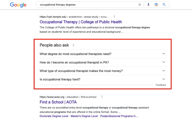 What People Also Ask looks like on desktop devices