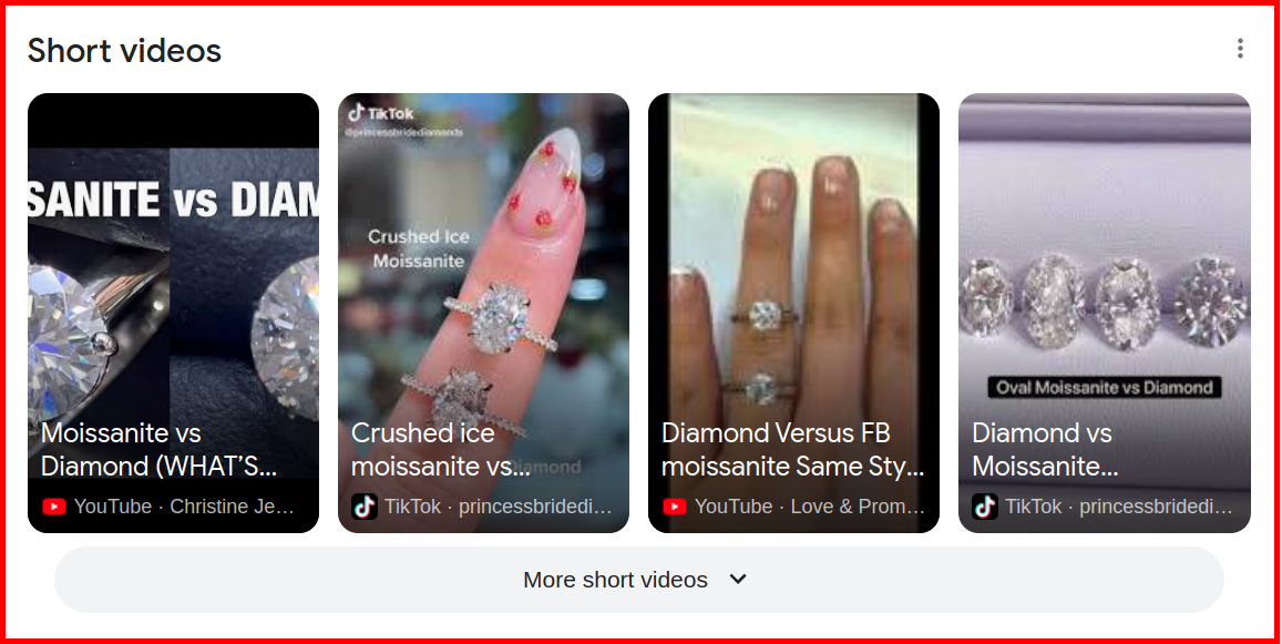 What Short Videos SERP feature looks like on mobile devices