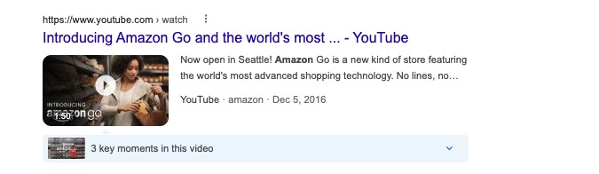 Résultats vidéo dans les résultats de recherche sur ordinateur