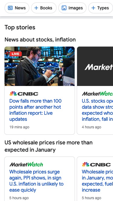 fonctionnalité À la une dans les résultats de recherche sur mobile