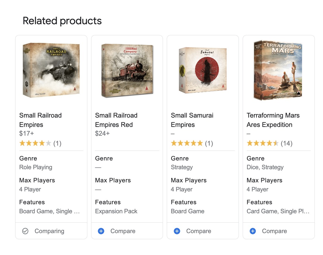 Produits associés dans les résultats de recherche sur ordinateur.