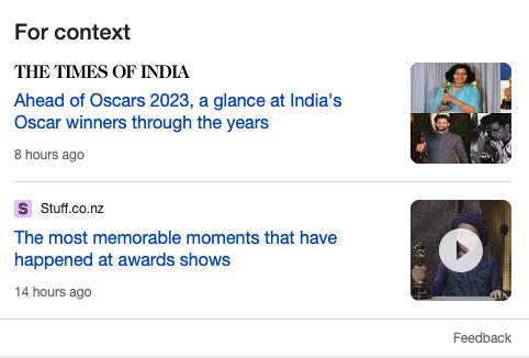 Actualités dans les résultats de recherche sur mobile.