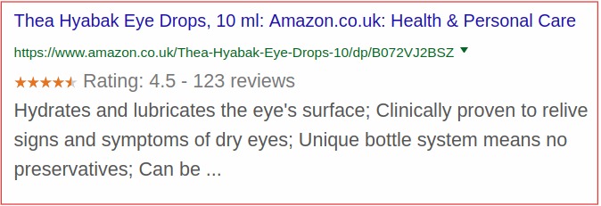 Les avis dans les résultats de recherche sur ordinateur.