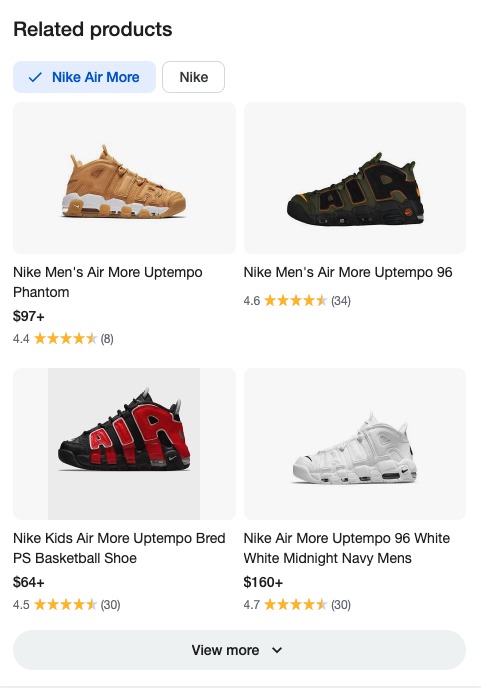 Related products on mobile devices