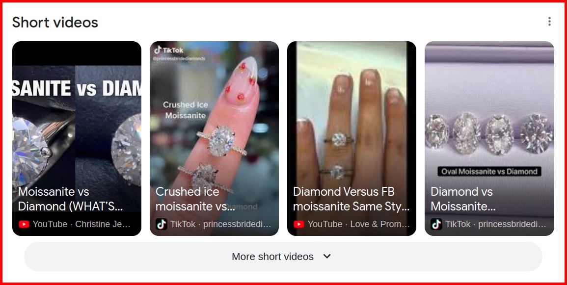 What Short Videos SERP feature looks like on mobile devices